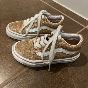 Vans Old Skool Skate Shoe Gold Glitter Size 11